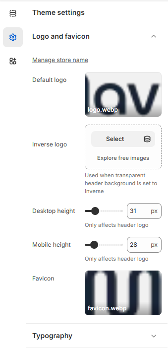 logo and favicon settings